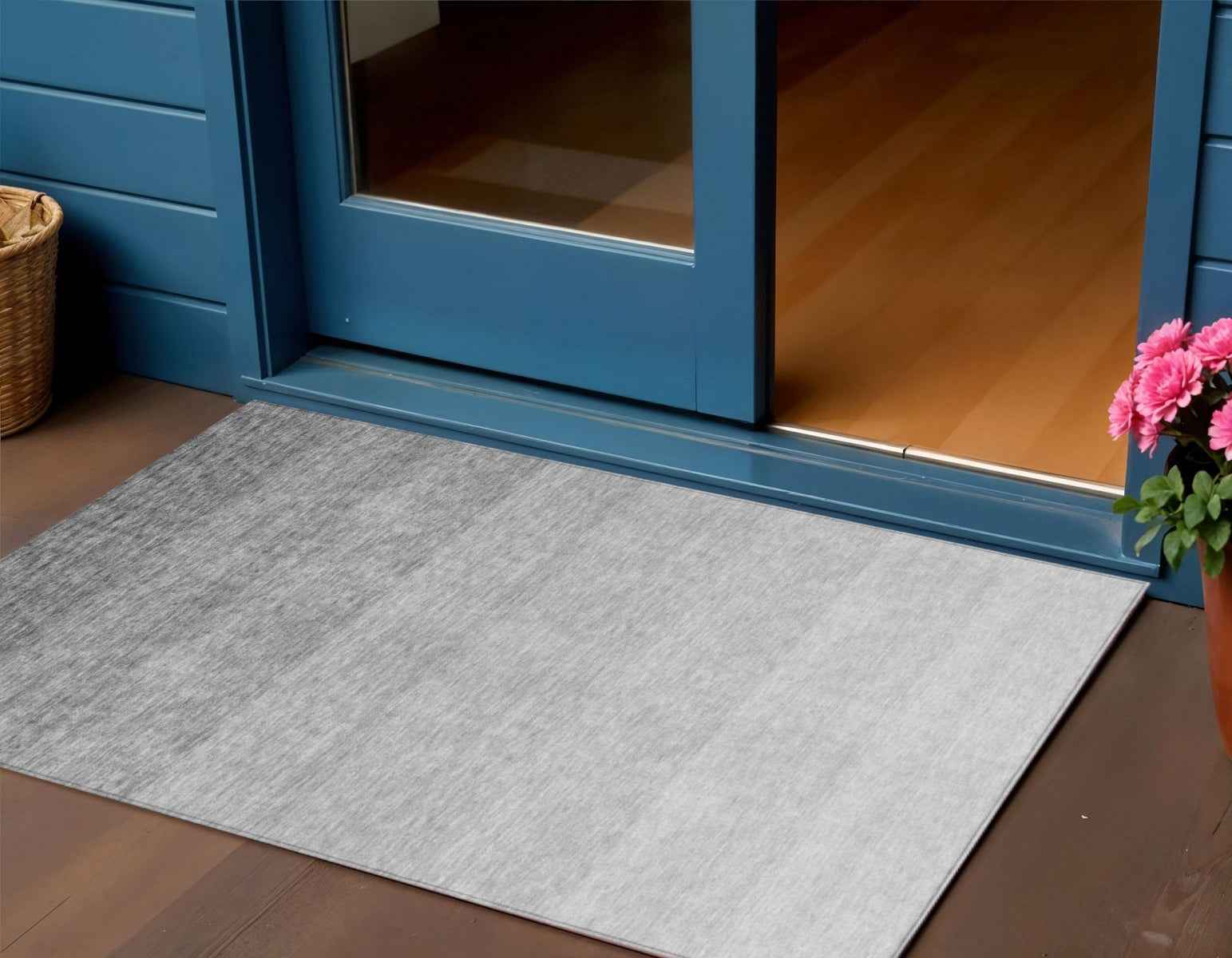 3' X 5' Gray And Light Gray Ombre Washable Indoor Outdoor Area Rug