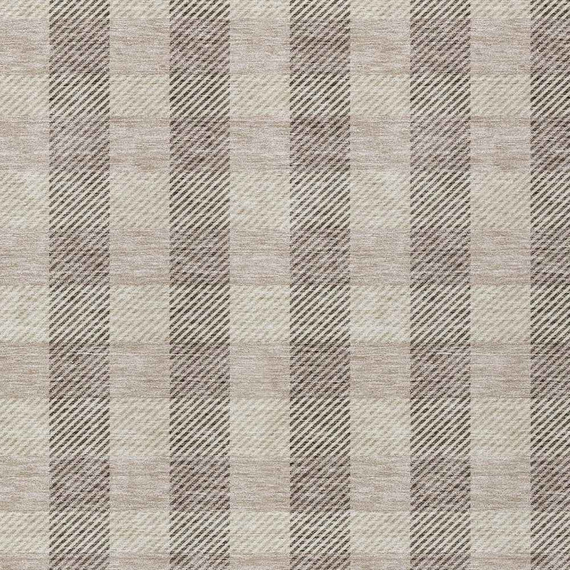 3' X 5' Beige And Brown Plaid Washable Indoor Outdoor Area Rug