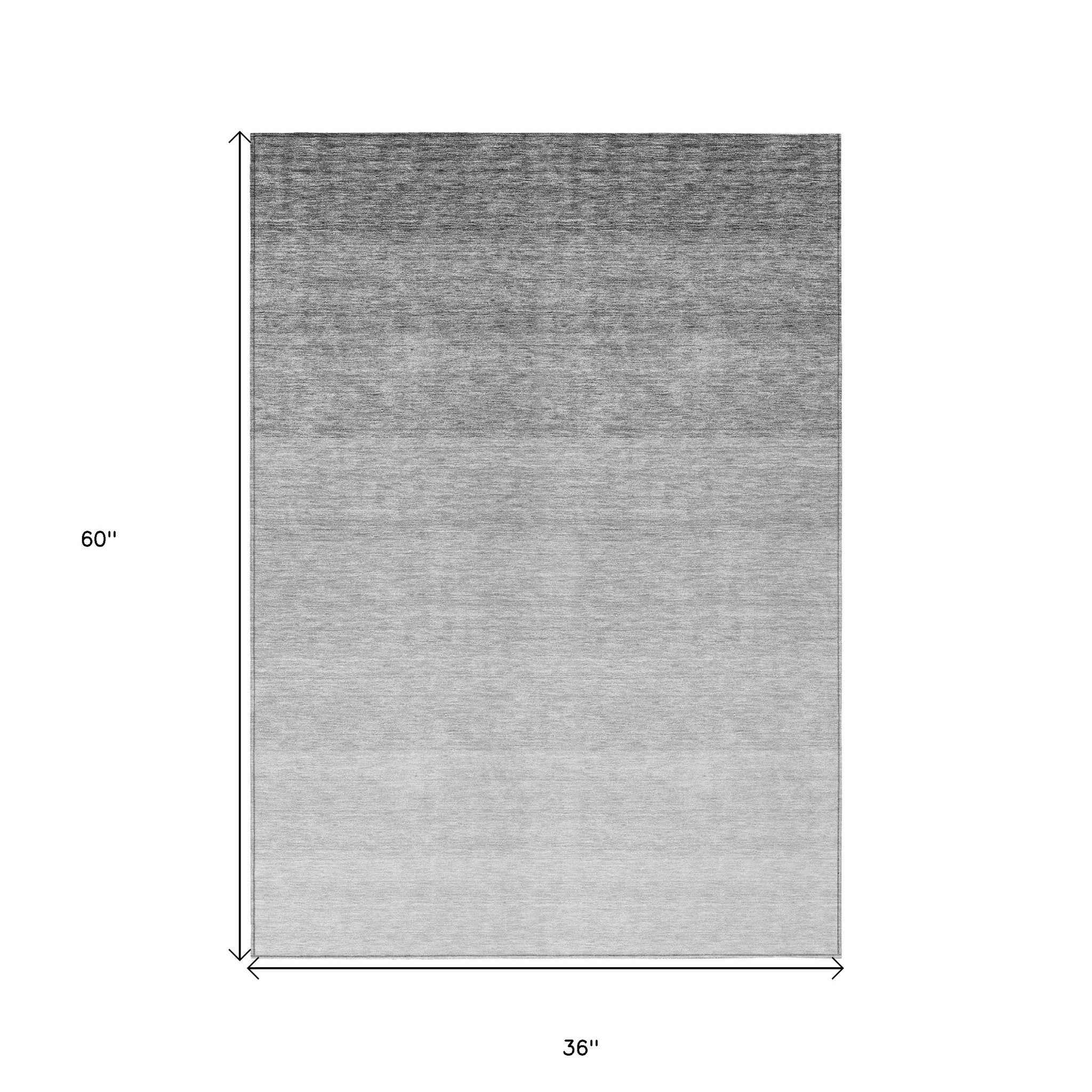 3' X 5' Gray And Light Gray Ombre Washable Indoor Outdoor Area Rug