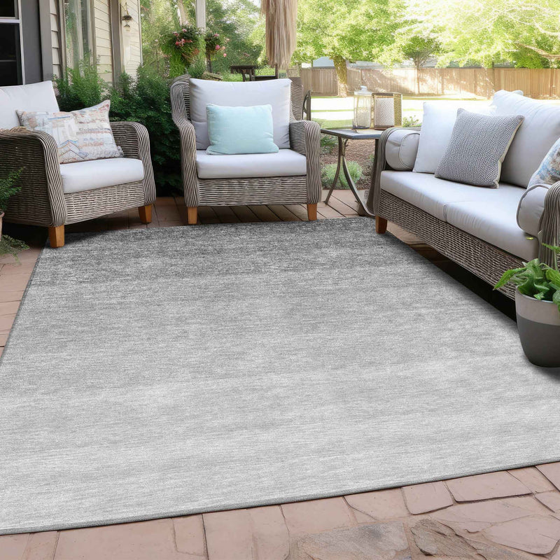 8' X 10' Gray And Light Gray Ombre Washable Indoor Outdoor Area Rug