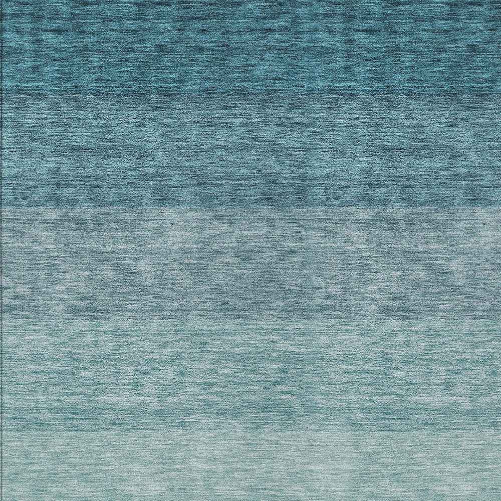 5' X 8' Teal Blue And Ivory Ombre Washable Indoor Outdoor Area Rug