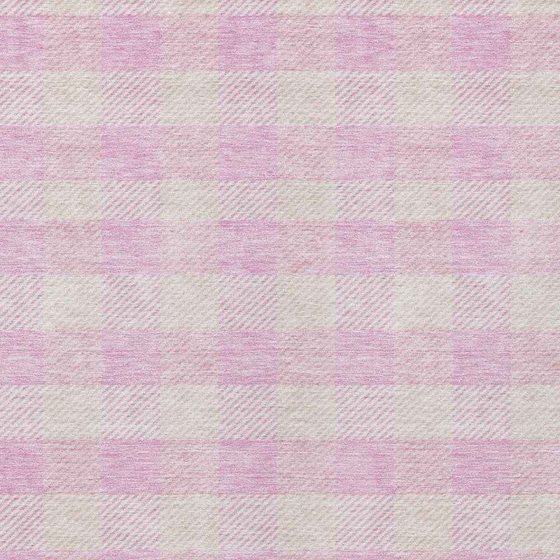 5' X 8' Pink And Gray Plaid Washable Indoor Outdoor Area Rug