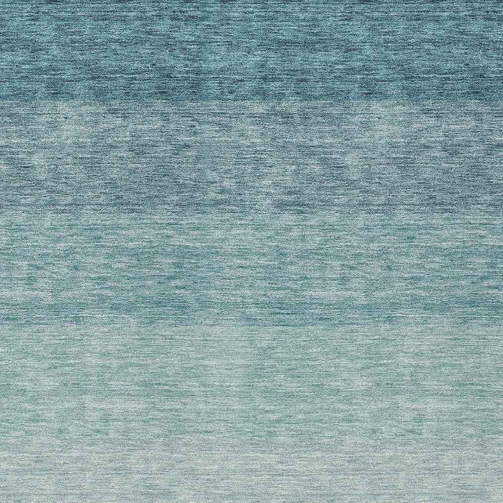 3' X 5' Teal Blue And Ivory Ombre Washable Indoor Outdoor Area Rug