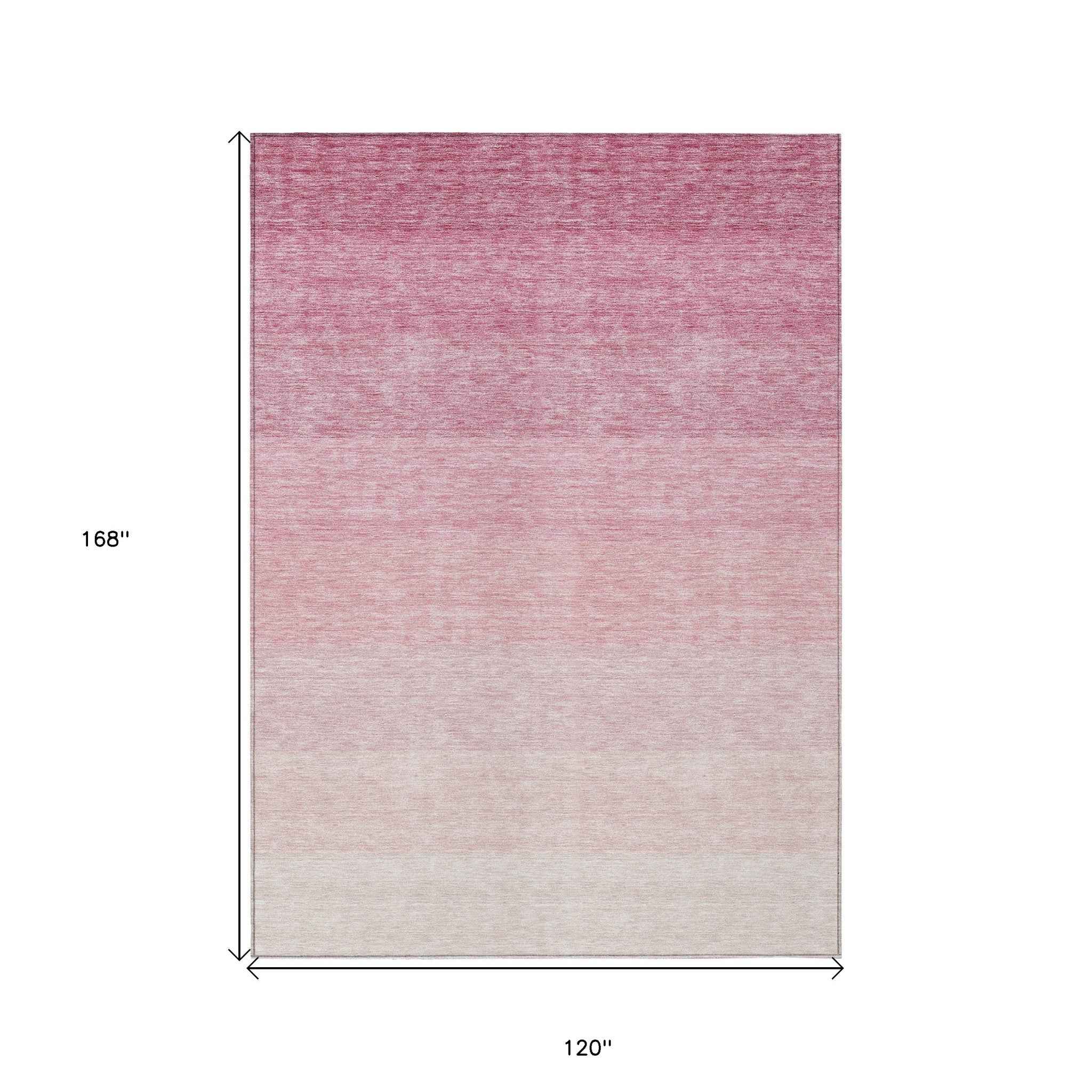 10' X 14' Pink And Ivory Ombre Washable Indoor Outdoor Area Rug