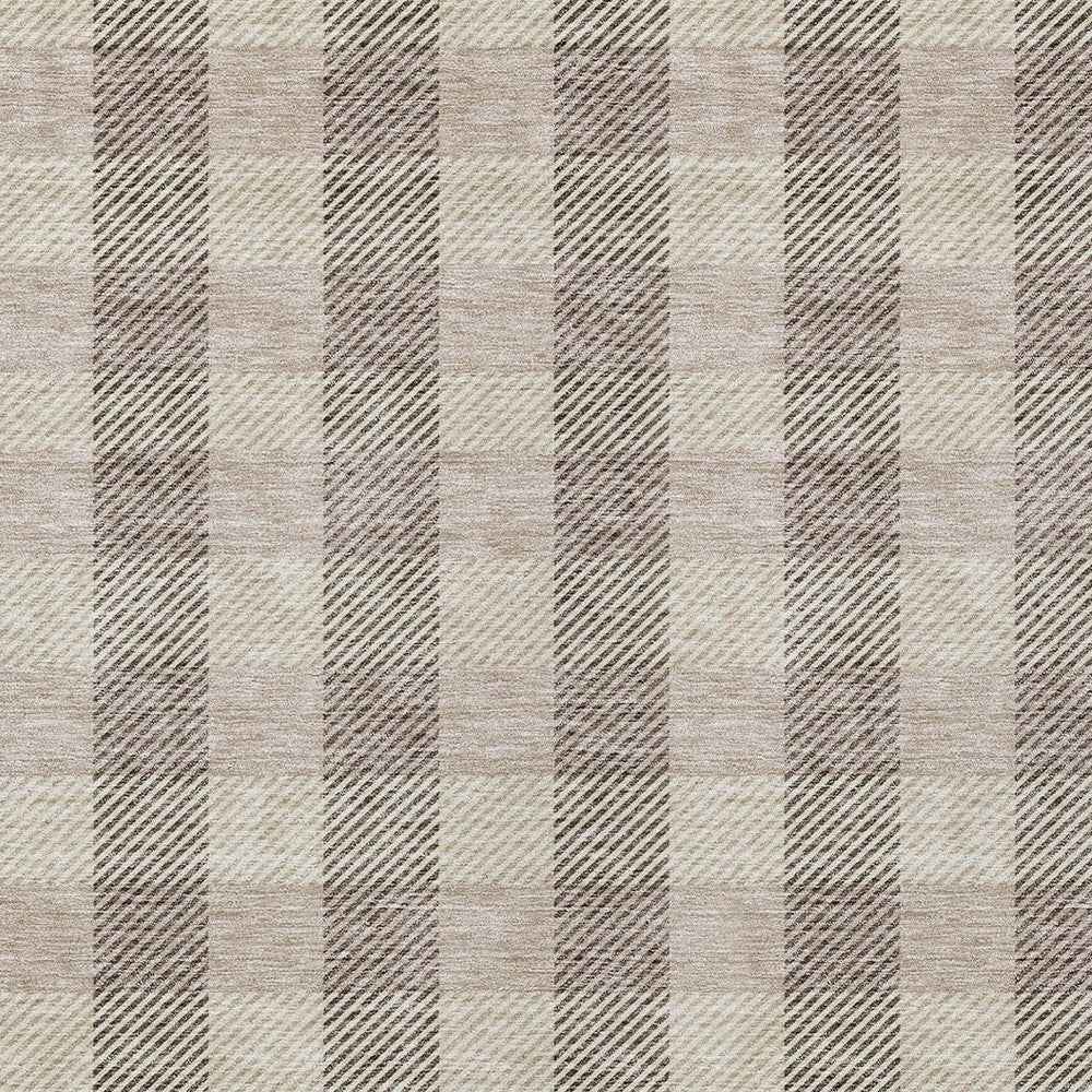 5' X 8' Beige And Brown Plaid Washable Indoor Outdoor Area Rug
