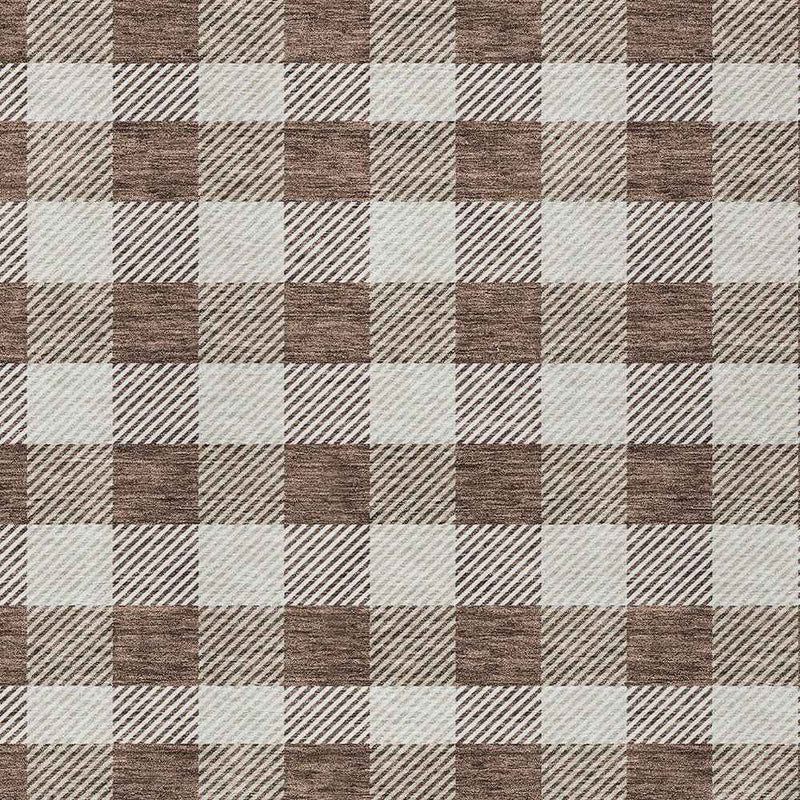 3' X 5' Brown And Beige Plaid Washable Indoor Outdoor Area Rug