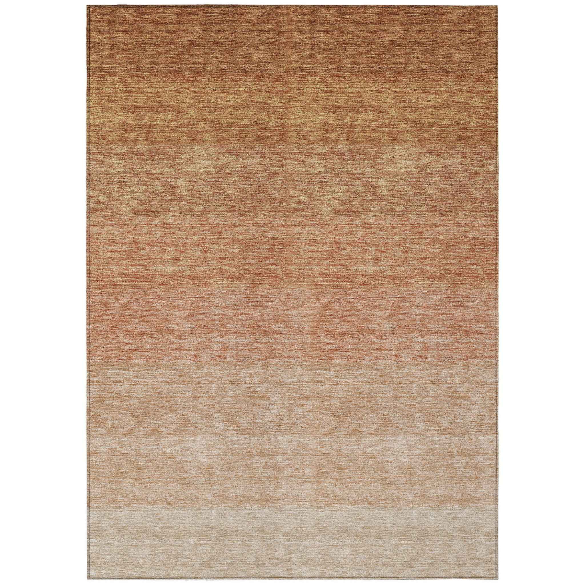 10' X 14' Copper And Beige Ombre Washable Indoor Outdoor Area Rug