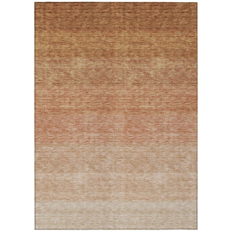 10' X 14' Copper And Beige Ombre Washable Indoor Outdoor Area Rug