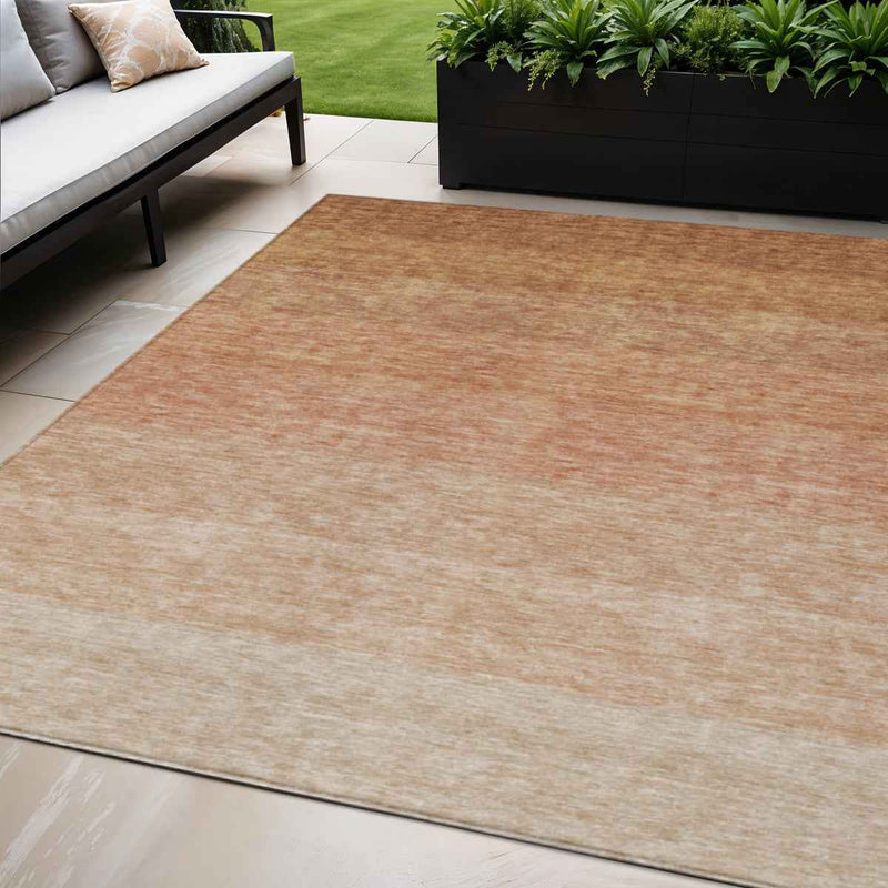 5' X 8' Copper And Beige Ombre Washable Indoor Outdoor Area Rug