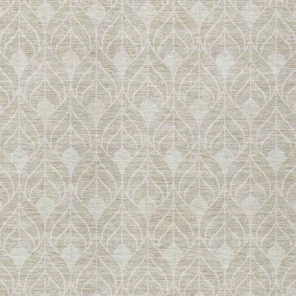 8' X 10' Beige And Ivory Geometric Washable Indoor Outdoor Area Rug