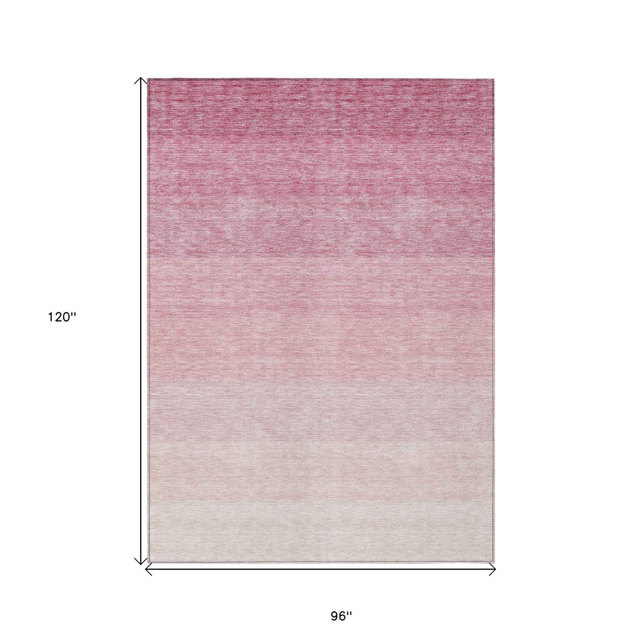 8' X 10' Pink And Ivory Ombre Washable Indoor Outdoor Area Rug