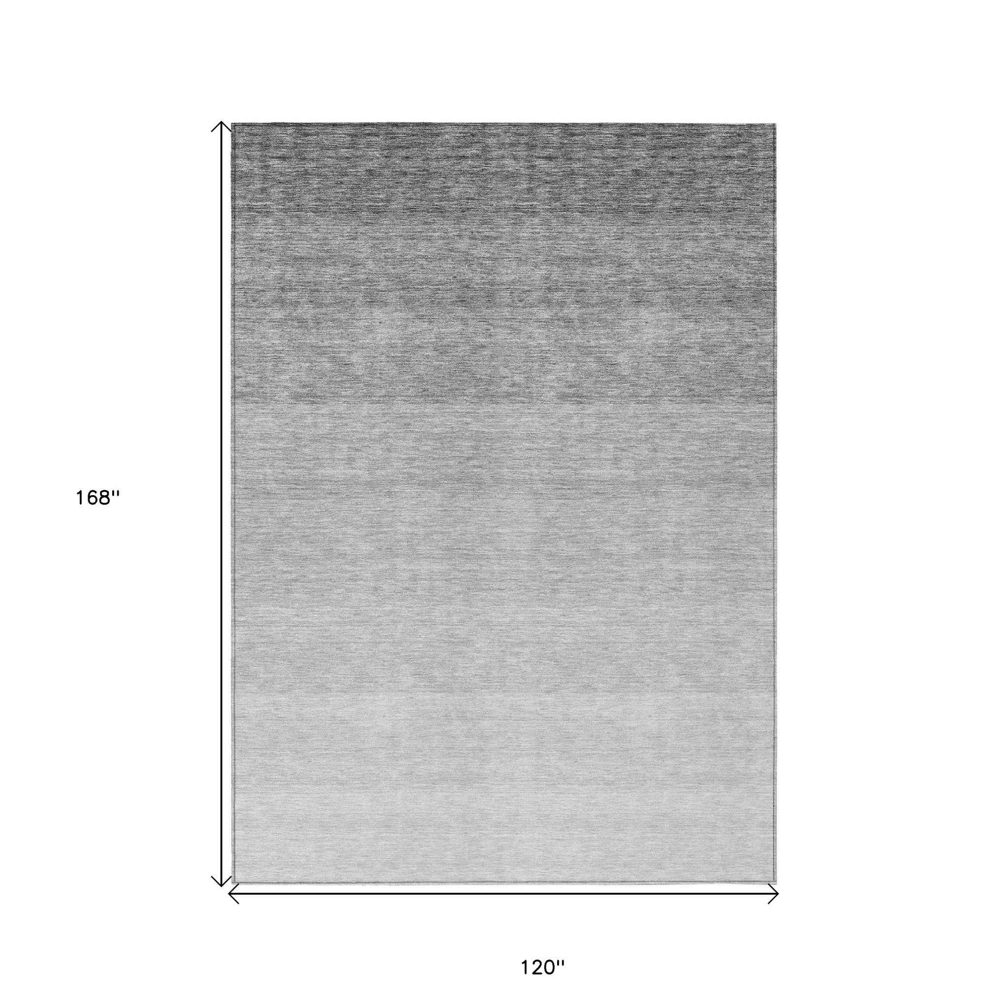 10' X 14' Gray And Light Gray Ombre Washable Indoor Outdoor Area Rug