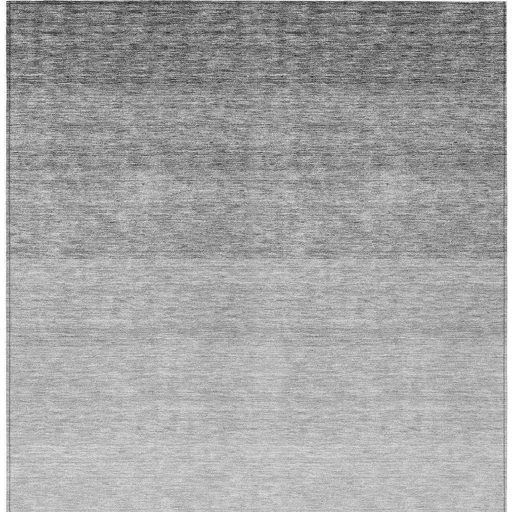 10' X 14' Gray And Light Gray Ombre Washable Indoor Outdoor Area Rug