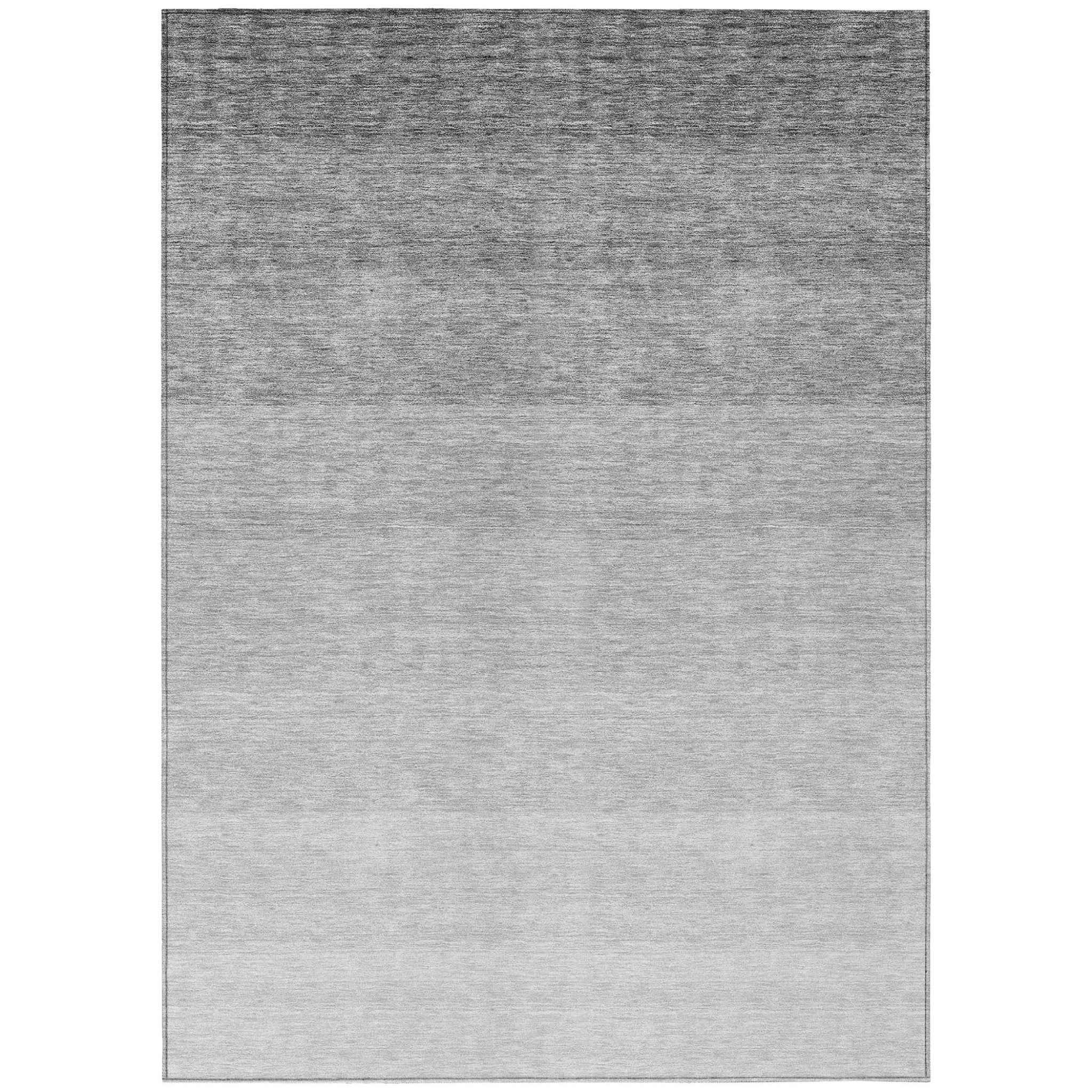 10' X 14' Gray And Light Gray Ombre Washable Indoor Outdoor Area Rug