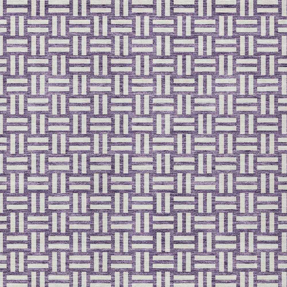 5' X 8' Purple And Ivory Geometric Washable Indoor Outdoor Area Rug