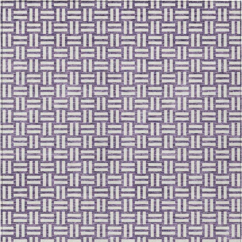 5' X 8' Purple And Ivory Geometric Washable Indoor Outdoor Area Rug