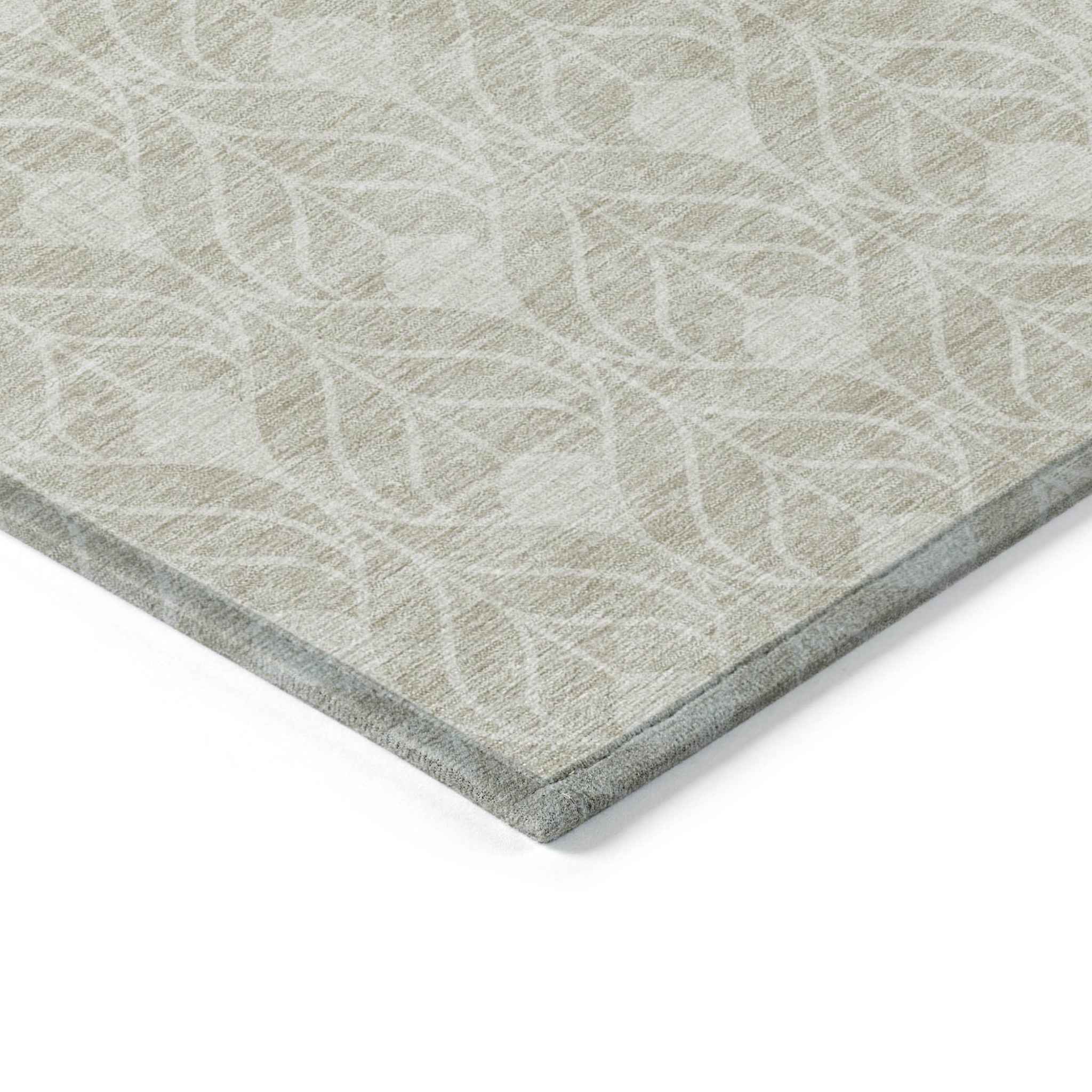 5' X 8' Beige And Ivory Geometric Washable Indoor Outdoor Area Rug