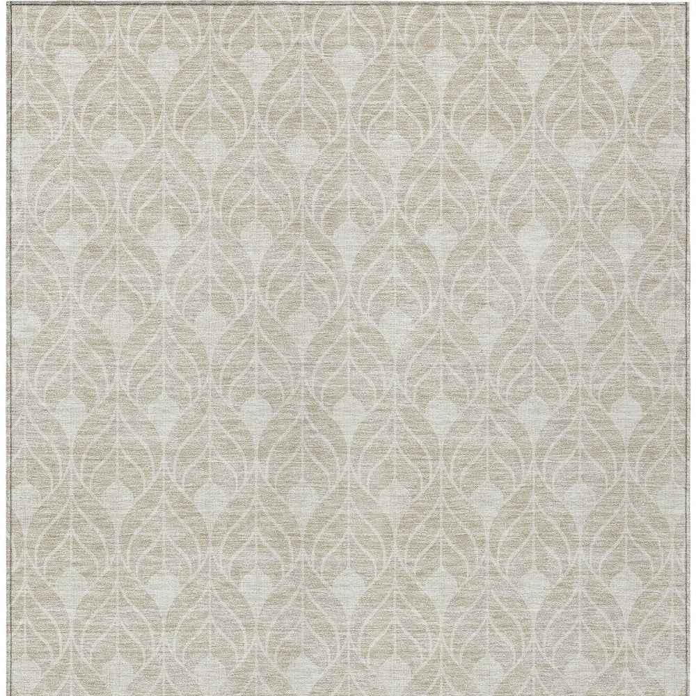 5' X 8' Beige And Ivory Geometric Washable Indoor Outdoor Area Rug