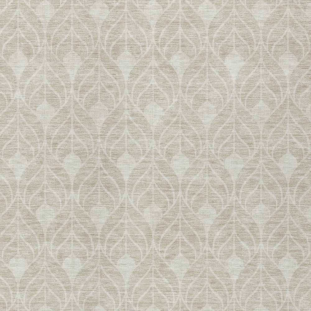 5' X 8' Beige And Ivory Geometric Washable Indoor Outdoor Area Rug