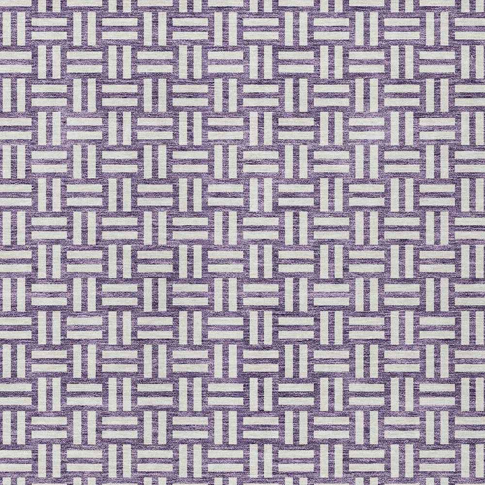 8' X 10' Purple And Ivory Geometric Washable Indoor Outdoor Area Rug