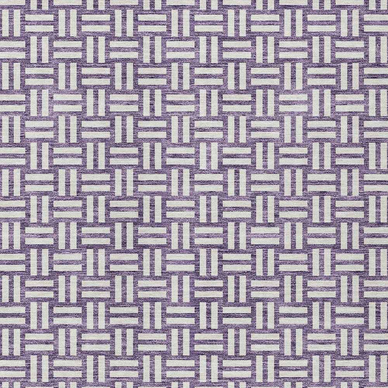 8' X 10' Purple And Ivory Geometric Washable Indoor Outdoor Area Rug