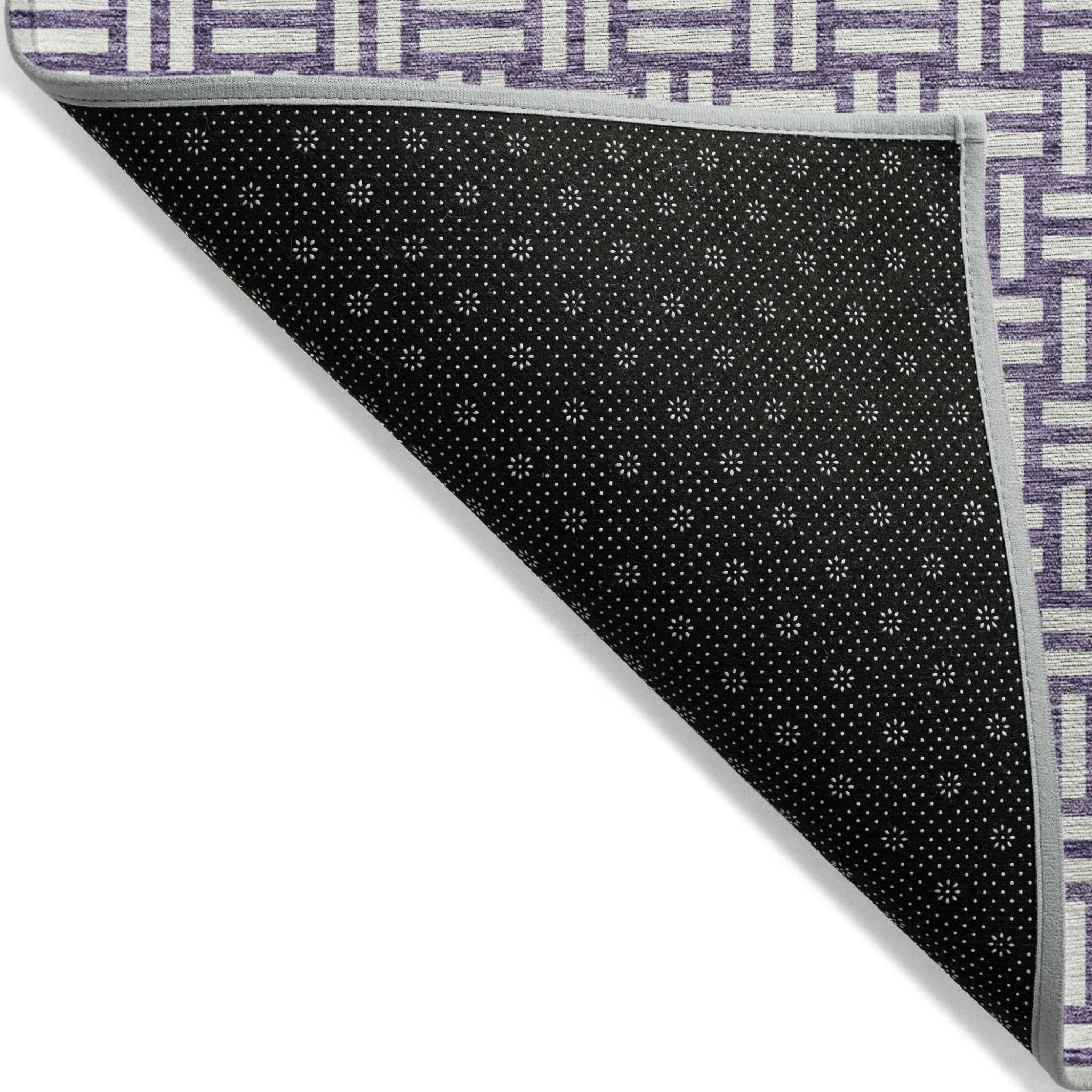 8' X 10' Purple And Ivory Geometric Washable Indoor Outdoor Area Rug