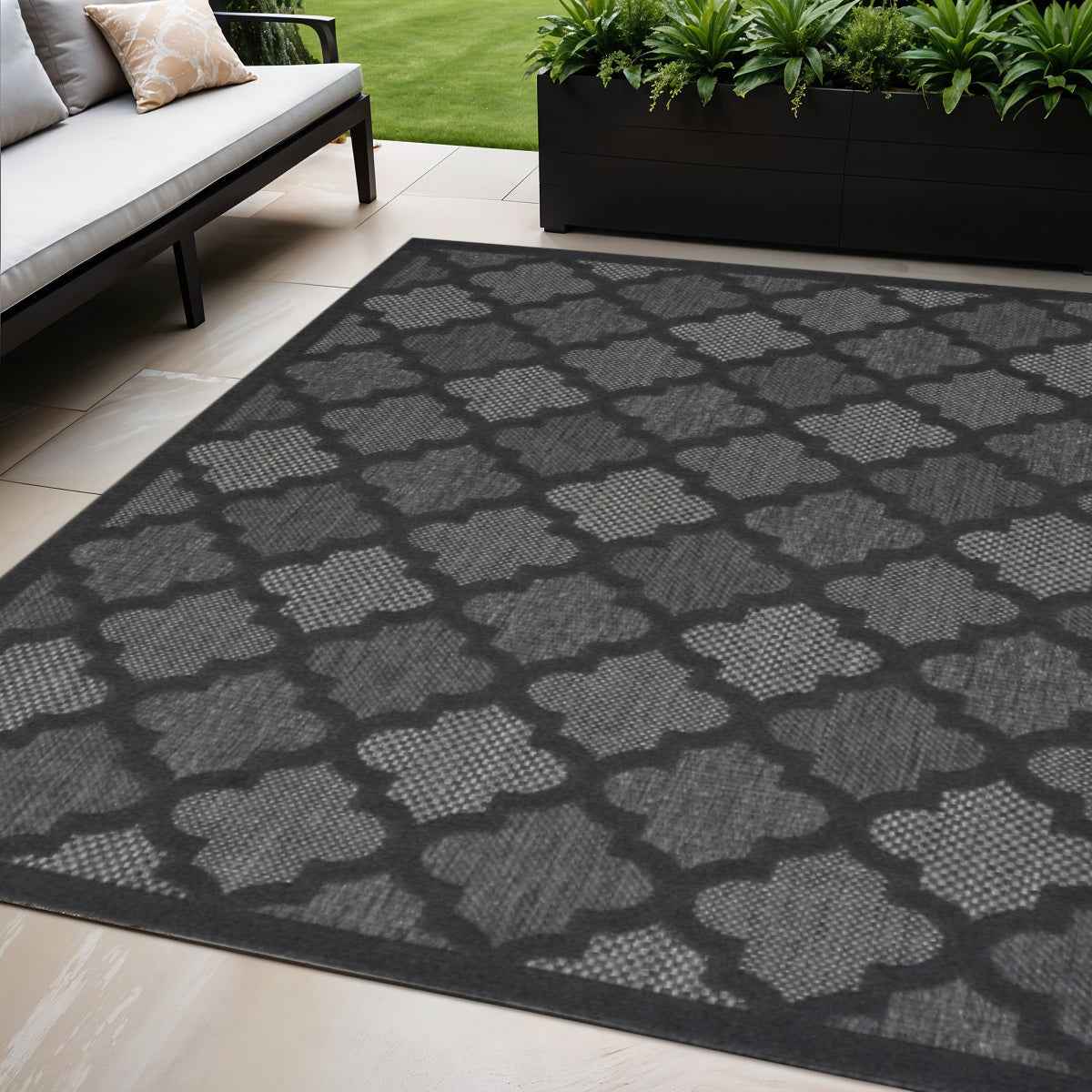 5' X 7' Charcoal Indoor Outdoor Area Rug
