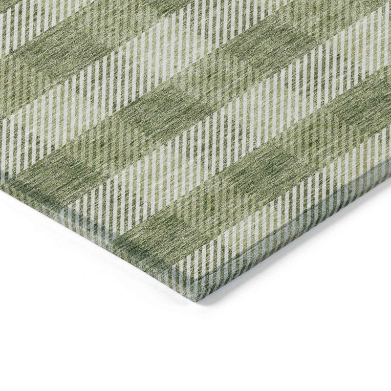 3' X 5' Green And Light Green Plaid Washable Indoor Outdoor Area Rug