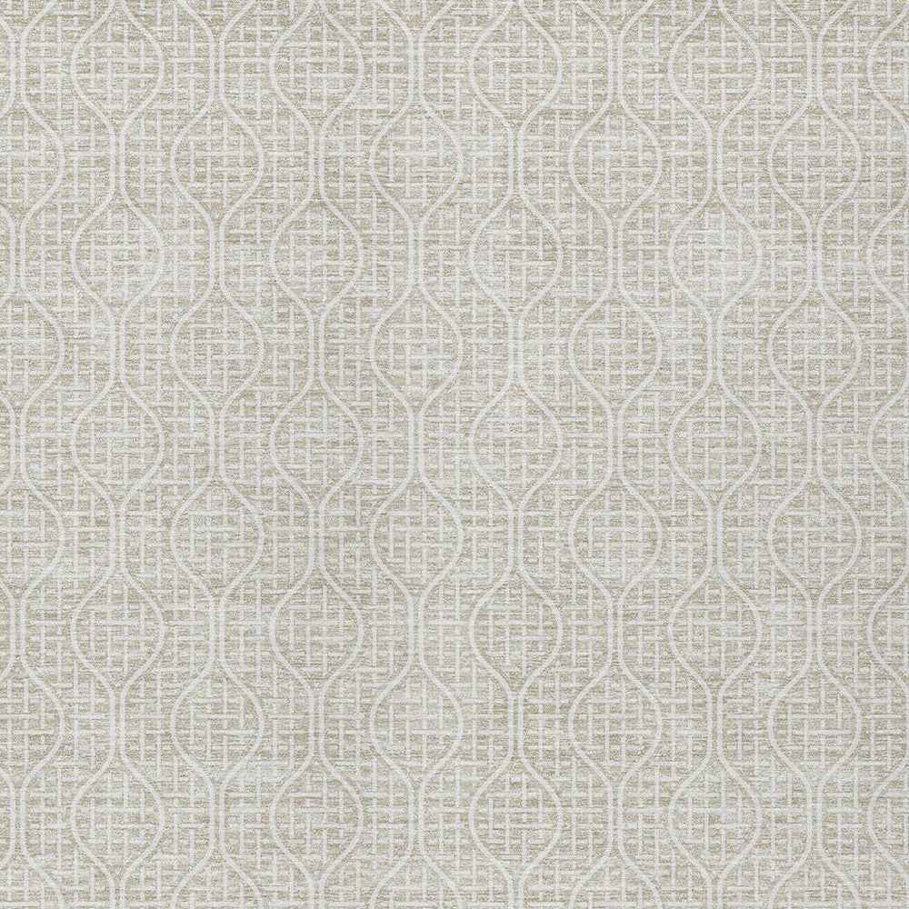 8' X 10' Beige And Ivory Geometric Washable Indoor Outdoor Area Rug
