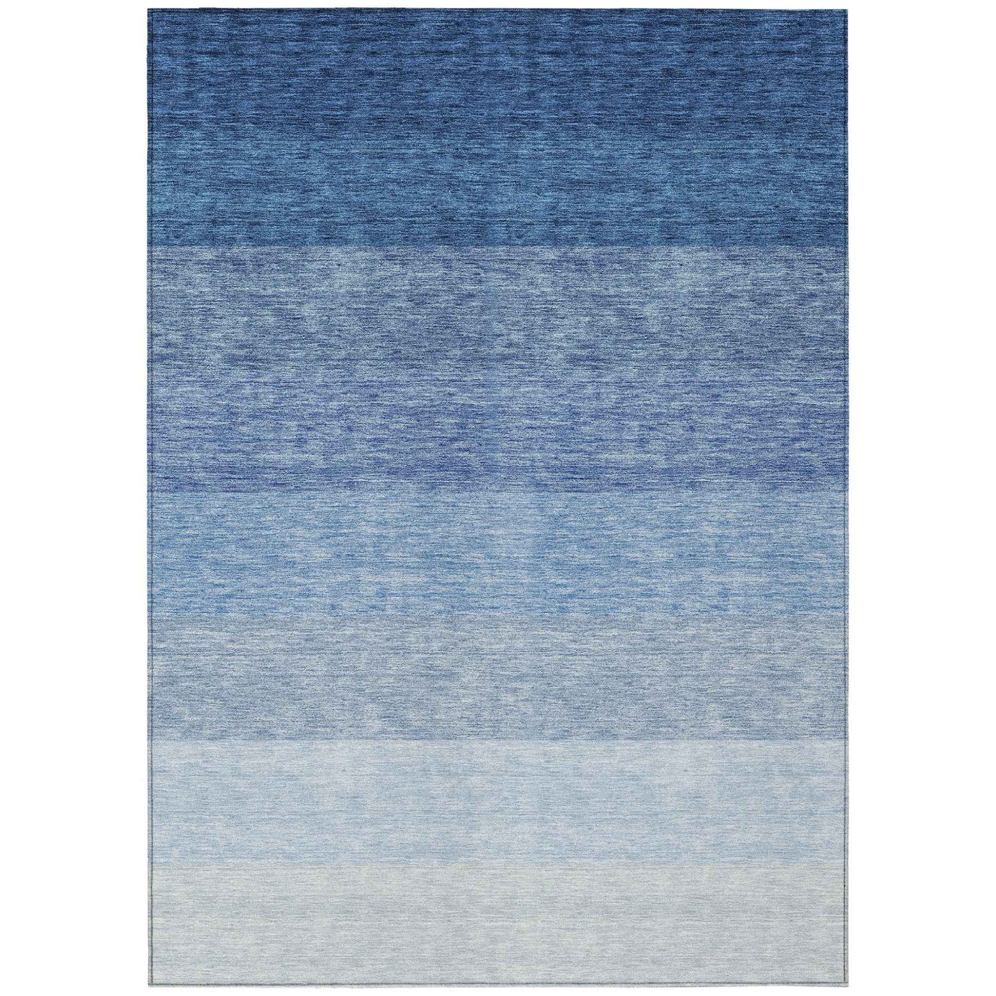 9' X 12' Blue And Gray Ombre Washable Indoor Outdoor Area Rug