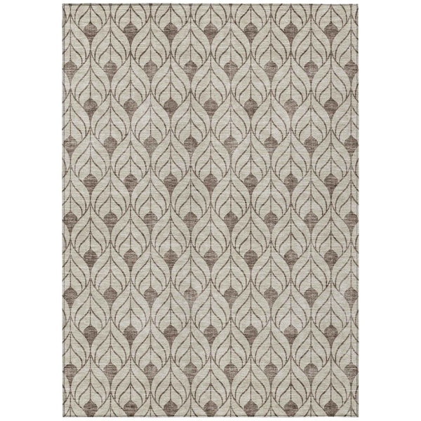 3' X 5' Brown And Beige Geometric Washable Indoor Outdoor Area Rug