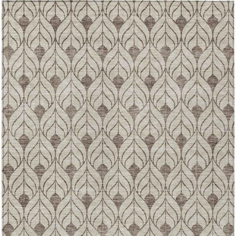 3' X 5' Brown And Beige Geometric Washable Indoor Outdoor Area Rug