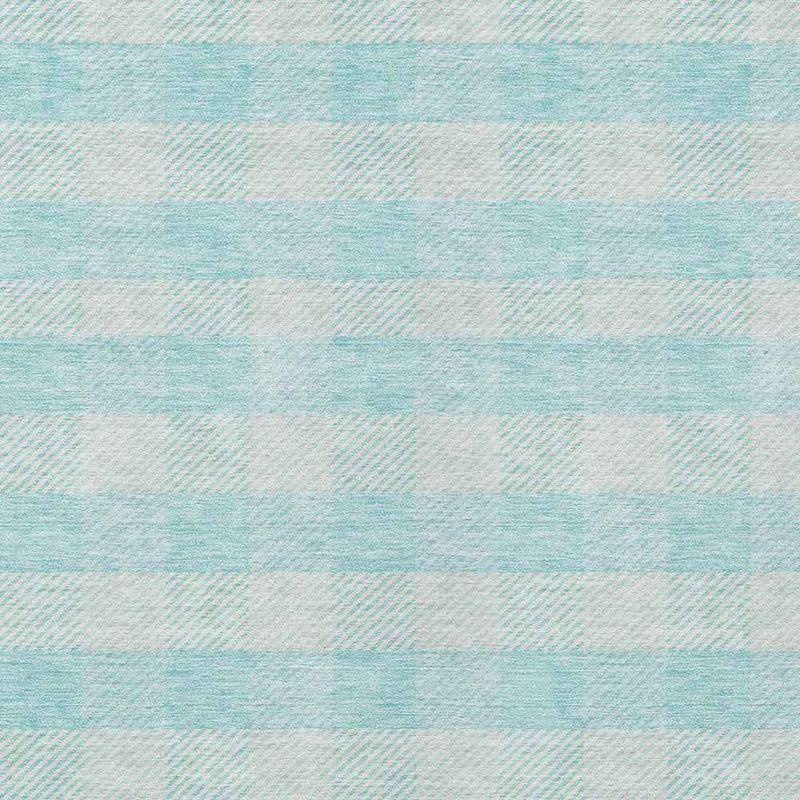 3' X 5' Aqua And Ivory Plaid Washable Indoor Outdoor Area Rug