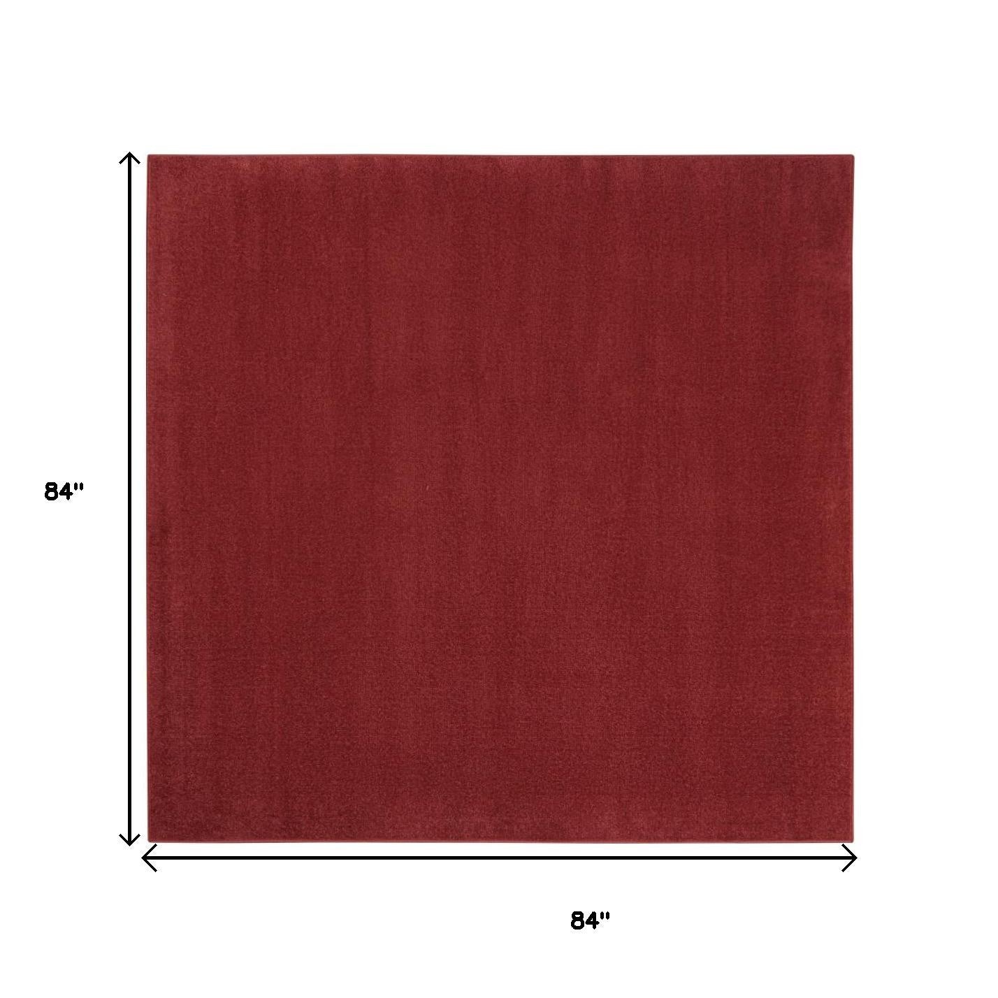 7' Brick Red Square Indoor Outdoor Area Rug - Outdoor