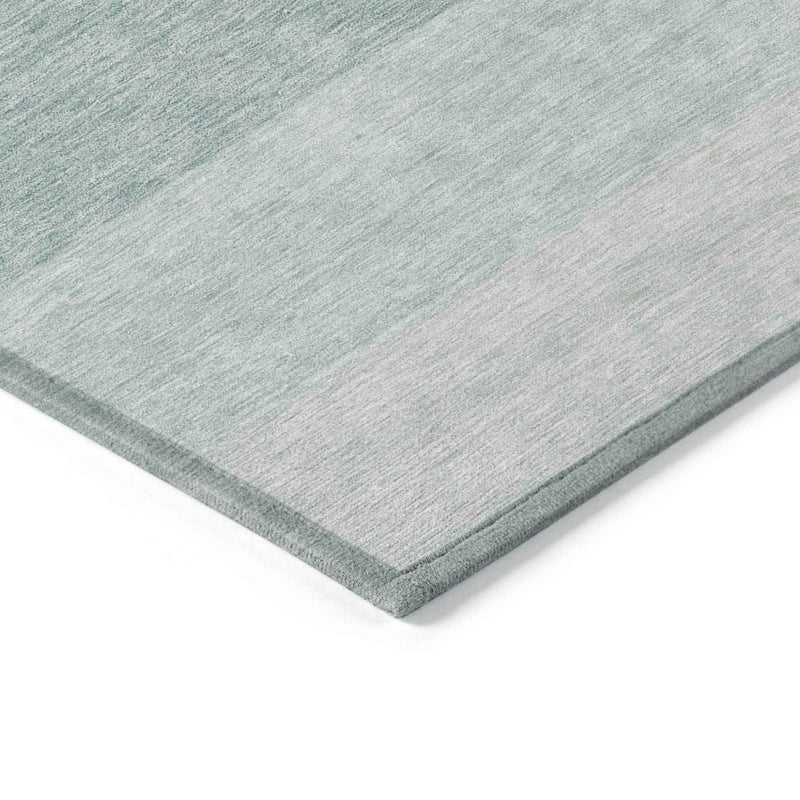 8' X 10' Teal Blue And Ivory Ombre Washable Indoor Outdoor Area Rug