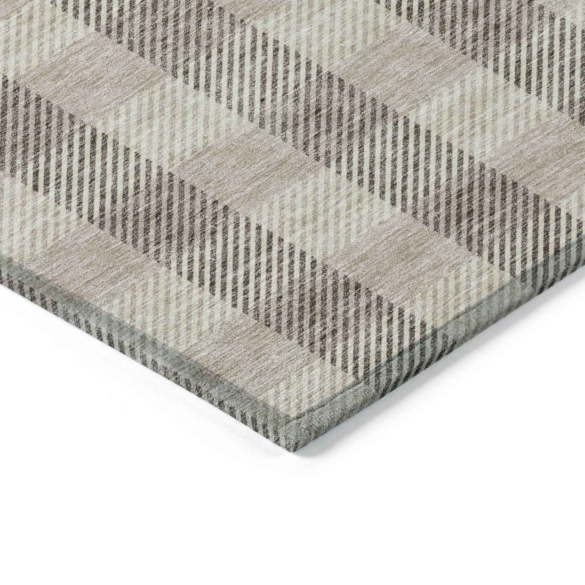 8' X 10' Beige And Brown Plaid Washable Indoor Outdoor Area Rug