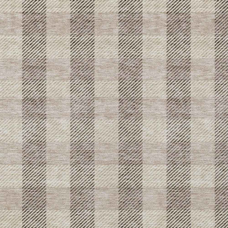 8' X 10' Beige And Brown Plaid Washable Indoor Outdoor Area Rug