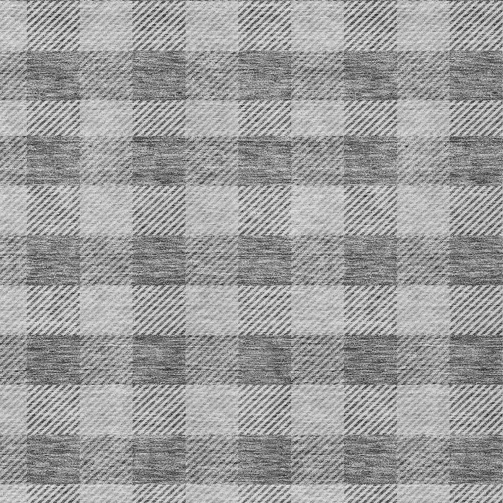 8' X 10' Gray And Charcoal Plaid Washable Indoor Outdoor Area Rug