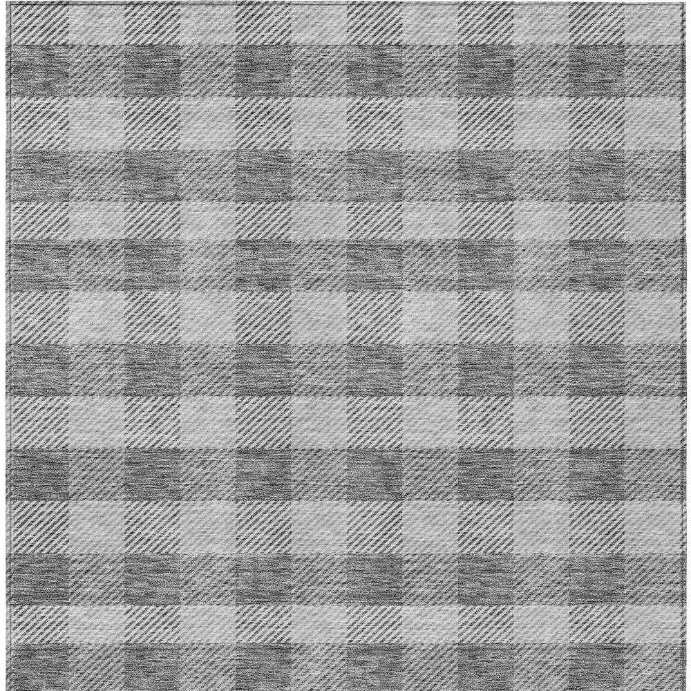 8' X 10' Gray And Charcoal Plaid Washable Indoor Outdoor Area Rug
