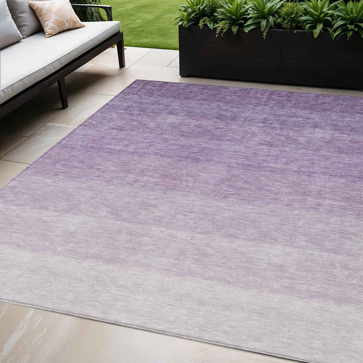5' X 8' Purple And Lavender Ombre Washable Indoor Outdoor Area Rug