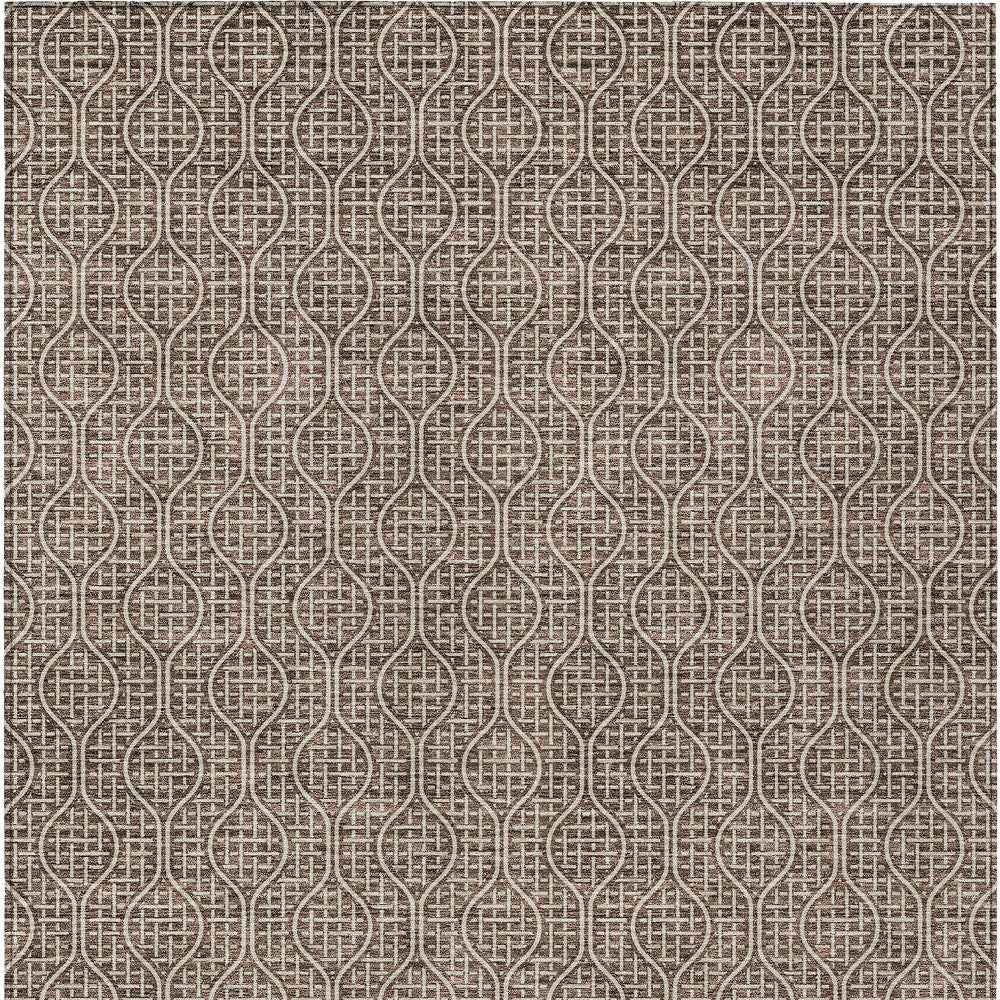 3' X 5' Brown And Beige Geometric Washable Indoor Outdoor Area Rug