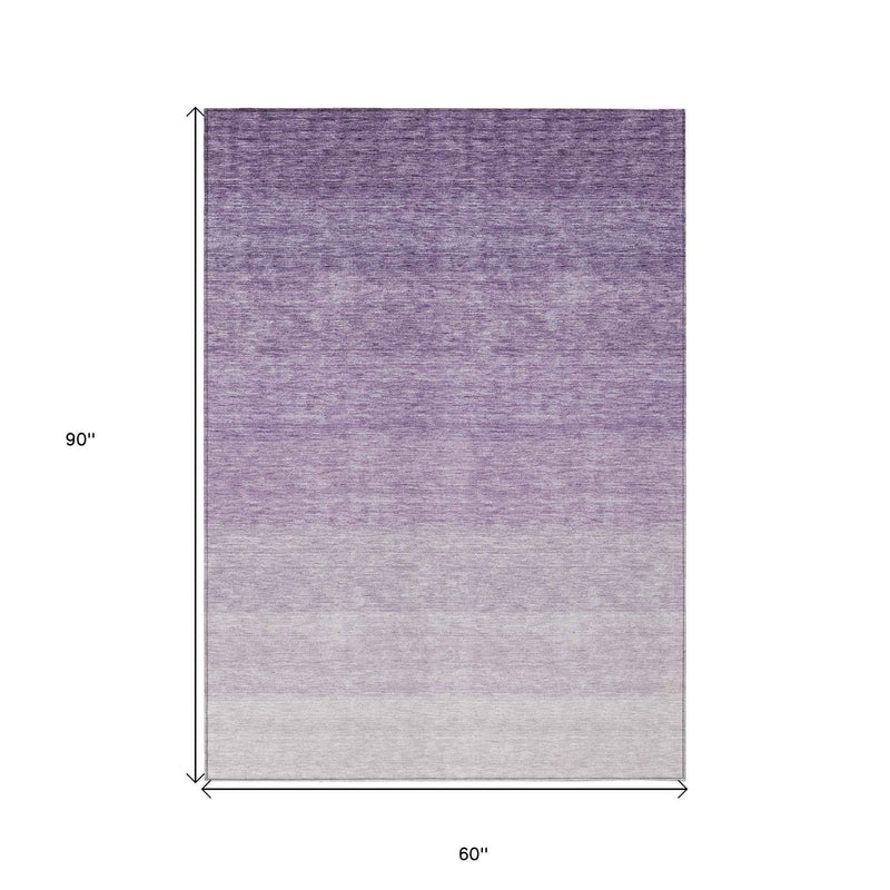 5' X 8' Purple And Lavender Ombre Washable Indoor Outdoor Area Rug