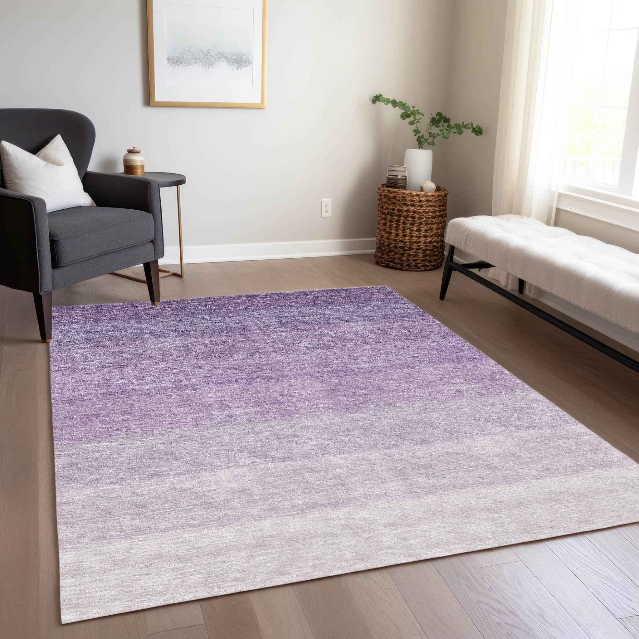 5' X 8' Purple And Lavender Ombre Washable Indoor Outdoor Area Rug