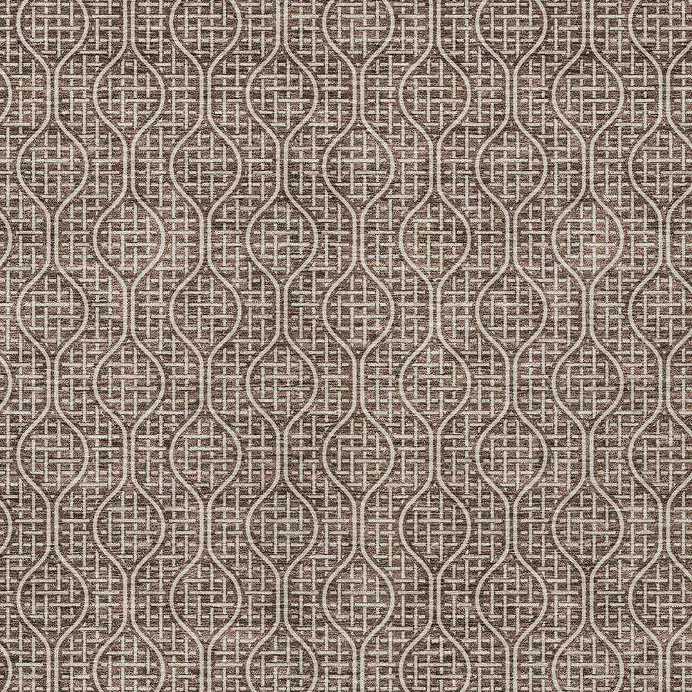 3' X 5' Brown And Beige Geometric Washable Indoor Outdoor Area Rug