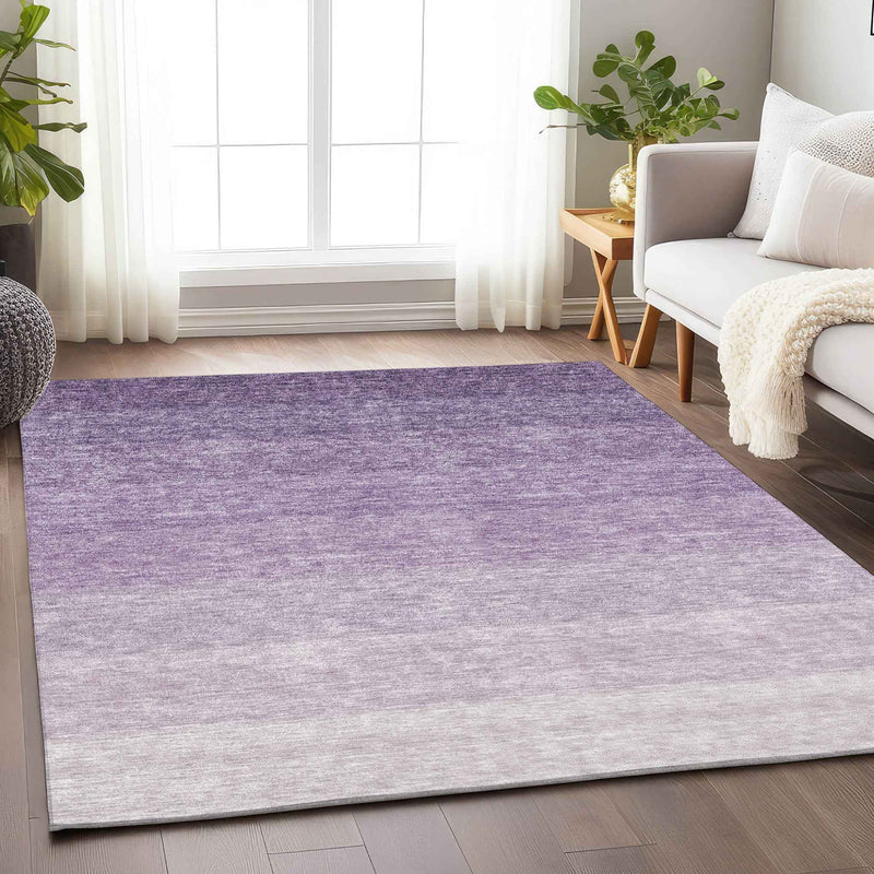 10' X 14' Purple And Lavender Ombre Washable Indoor Outdoor Area Rug