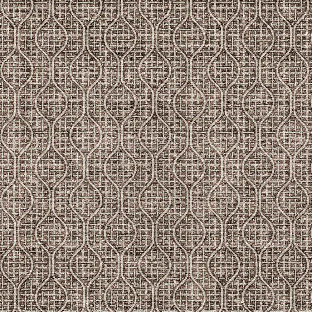 5' X 8' Brown And Beige Geometric Washable Indoor Outdoor Area Rug