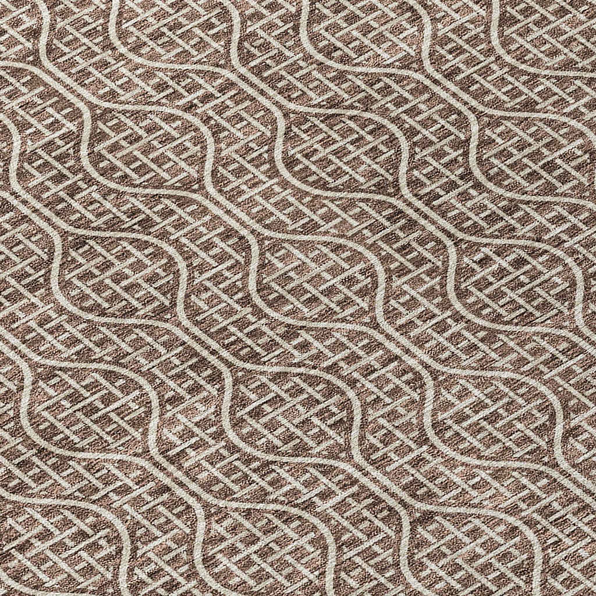 5' X 8' Brown And Beige Geometric Washable Indoor Outdoor Area Rug