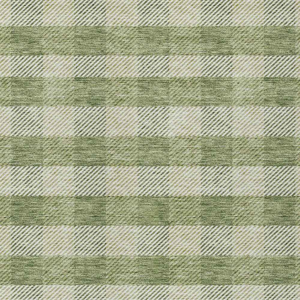 5' X 8' Green And Light Green Plaid Washable Indoor Outdoor Area Rug