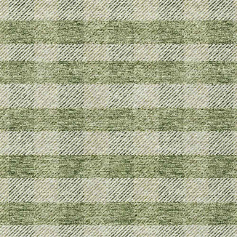 5' X 8' Green And Light Green Plaid Washable Indoor Outdoor Area Rug