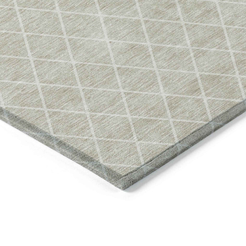 10' X 14' Beige And Ivory Geometric Washable Indoor Outdoor Area Rug